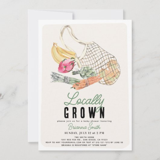 Lokaal geteeld Frans Market Bag Baby shower Kaart (Voorkant)