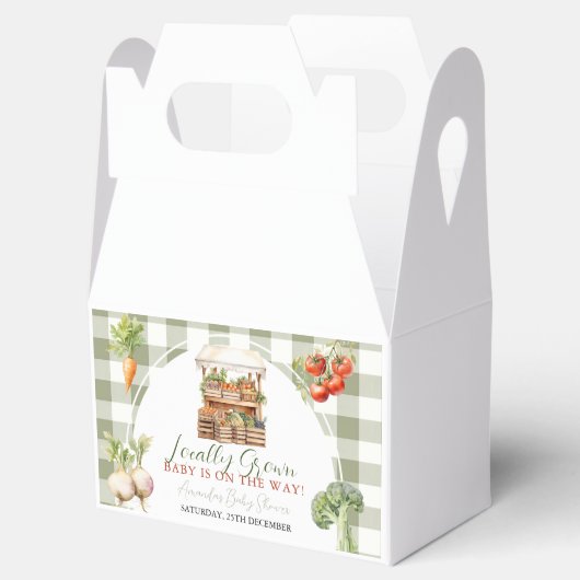 Lokaal geteeld Fresh Market Baby shower Gingham Bedankdoosjes (Geopend)
