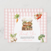 Lokaal geteeld Fresh Market Baby shower Gingham Bedankkaart (Voorkant / Achterkant)