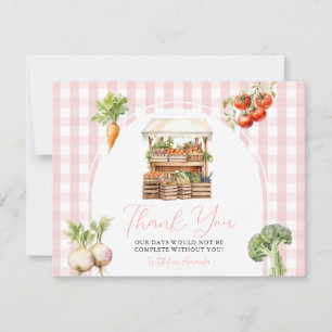 Lokaal geteeld Fresh Market Baby shower Gingham Bedankkaart