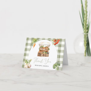Lokaal geteeld Fresh Market Baby shower Gingham Bedankkaart
