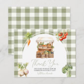 Lokaal geteeld Fresh Market Baby shower Gingham Bedankkaart (Voorkant / Achterkant)