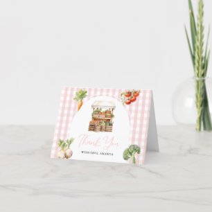 Lokaal geteeld Fresh Market Baby shower Gingham Bedankkaart