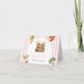 Lokaal geteeld Fresh Market Baby shower Gingham Bedankkaart (Voorkant)