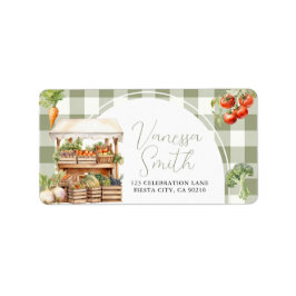 Lokaal geteeld Fresh Market Baby shower Gingham Etiket