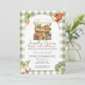 Lokaal geteeld Fresh Market Baby shower Gingham Kaart (Staand voorkant)