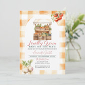 Lokaal geteeld Fresh Market Baby shower Gingham Kaart (Staand voorkant)