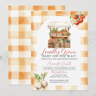 Lokaal geteeld Fresh Market Baby shower Gingham Kaart