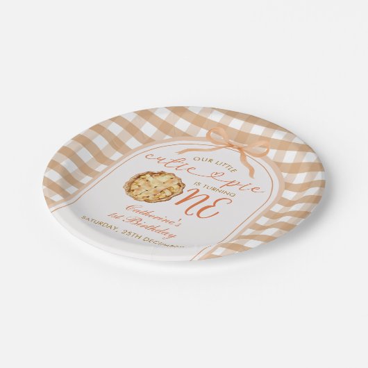 Lokaal geteeld Fresh Market Baby shower Gingham Papieren Bordje (Gekanteld)