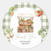 Lokaal geteeld Fresh Market Baby shower Gingham Ronde Sticker (Voorkant)