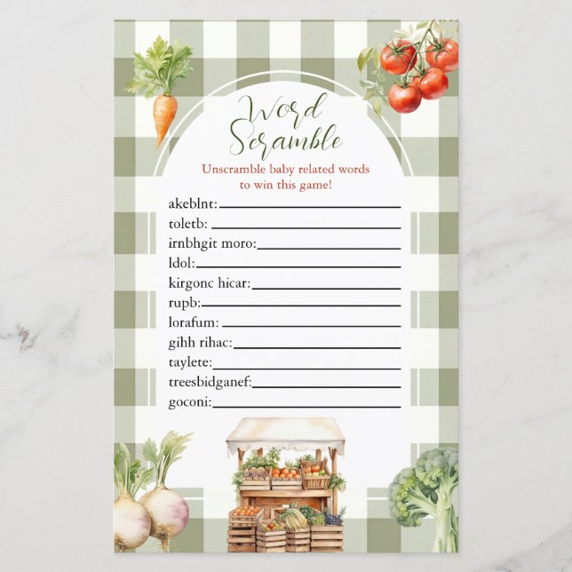 Lokaal geteeld Fresh Market Word Scramble spel (Voorkant)