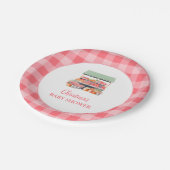 Lokaal geteeld Gingham Baby shower Papieren Bordje (Gekanteld)