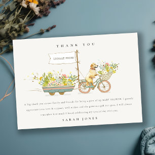 Lokaal geteeld Golden Retriever Floral Baby shower Bedankkaart