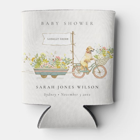 Lokaal geteeld Golden Retriever Floral Baby shower Blikjeskoeler (Voorkant)