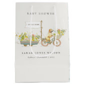 Lokaal geteeld Golden Retriever Floral Baby shower Medium Cadeauzakje (Achterkant)