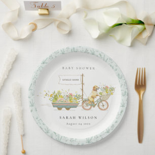 Lokaal geteeld Golden Retriever Floral Baby shower Papieren Bordje