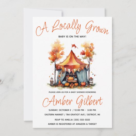 Lokaal geteeld, Herfst Farmer's Market Baby shower Kaart (Voorkant)