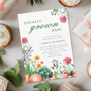 Lokaal geteeld meisje boeren markt Baby shower Kaart