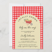 Lokaal geteeld Modern Red Gingham Baby shower Kaart (Voorkant)