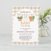 lokaal geteeld plantaardig Baby shower Kaart (Staand voorkant)