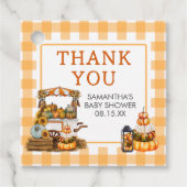 Lokaal geteeld pompoen Baby shower plein Bedankjes Labels (Voorkant)