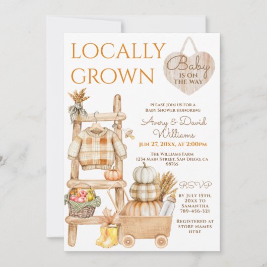 Lokaal geteeld pompoen Boerderij markt Herfst Baby Kaart (Voorkant)