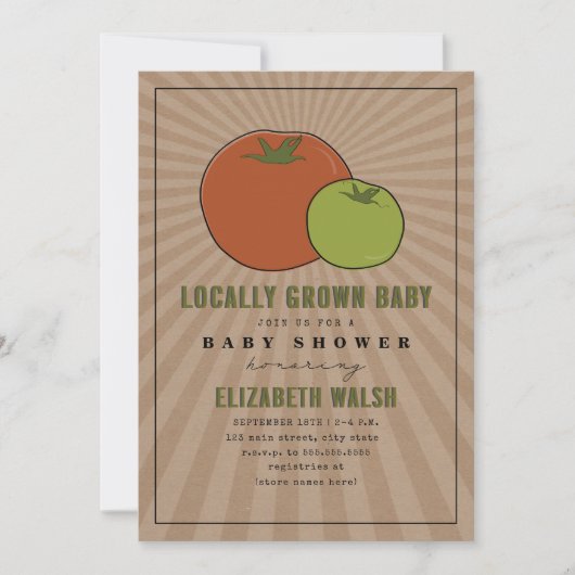 Lokaal geteeld rood- en groen tomatenBaby shower i Kaart (Voorkant)