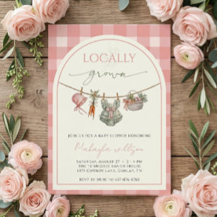 Lokaal Geteeld Roze Boeren Meisje Baby Shower Kaart
