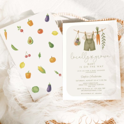 Lokaal geteeld rustiek Baby shower Kaart