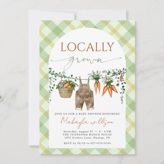 Lokaal geteeld rustieke boeren Baby shower Kaart (Voorkant)