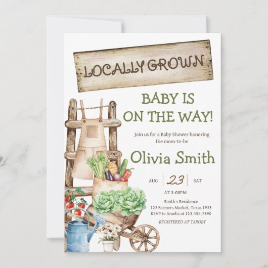 Lokaal geteeld rustieke markt Baby shower Kaart (Voorkant)