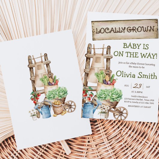 Lokaal geteeld rustieke markt Baby shower Kaart