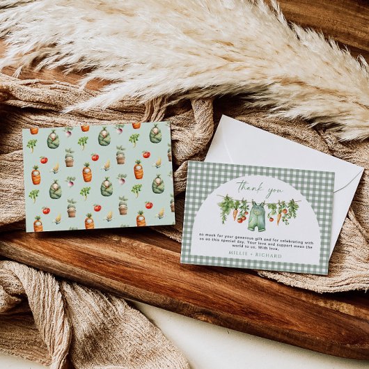Lokaal geteelde Baby Bedankt Card Sage Green Veg