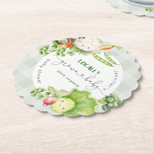 Lokaal geteelde baby Boeren markt baby shower Kartonnen Onderzetters (Gekanteld)