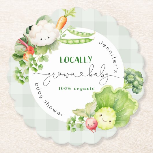 Lokaal geteelde baby Boeren markt baby shower Kartonnen Onderzetters (Voorkant)