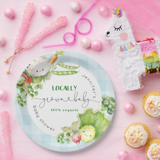 Lokaal geteelde baby Boeren markt baby shower Papieren Bordje (Feest)