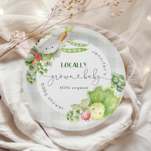 Lokaal geteelde baby Boeren markt baby shower Papieren Bordje