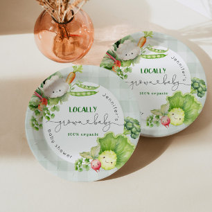 Lokaal geteelde baby Boeren markt baby shower Papieren Bordje