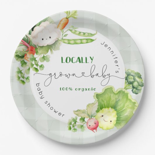 Lokaal geteelde baby Boeren markt baby shower Papieren Bordje (Voorkant)