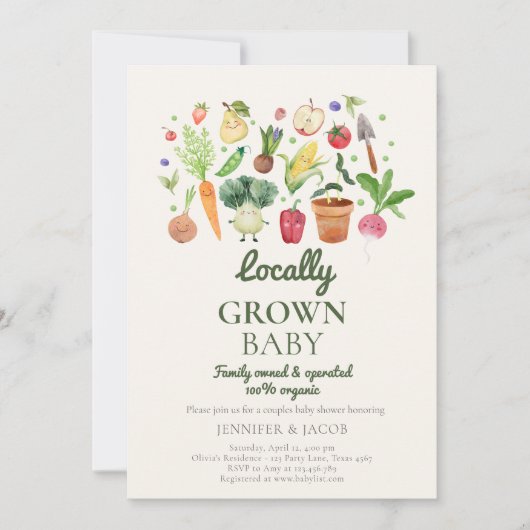 Lokaal geteelde Baby boeren markt paren douchen Kaart (Voorkant)