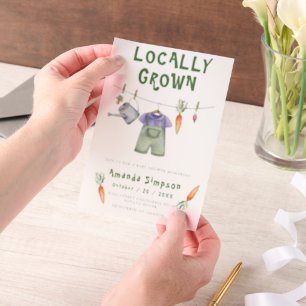 Lokaal Geteelde Baby Boerenmarkt Baby Shower Vellum Uitnodigingen