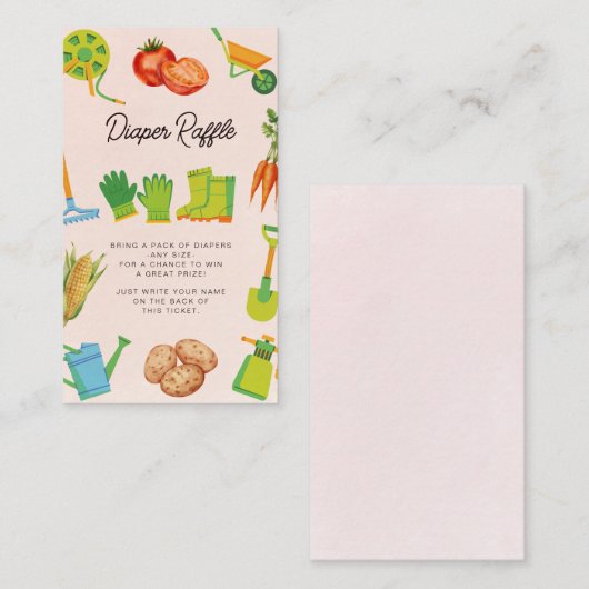Lokaal geteelde Baby Boots Diaper Raffle Informatiekaartje (Voorkant / Achterkant)