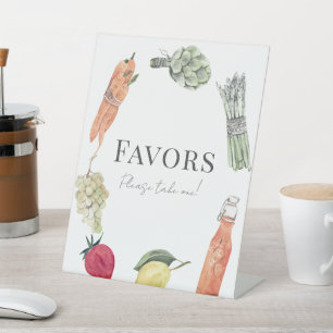 Lokaal geteelde Baby Farmers Market Favors Reclamebord Met Voetstuk