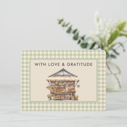 Lokaal geteelde Baby Farmers Markt Bedankkaart (Staand voorkant)