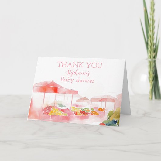 Lokaal geteelde Baby Girl Shower Farmers Market Bedankkaart (Voorkant)