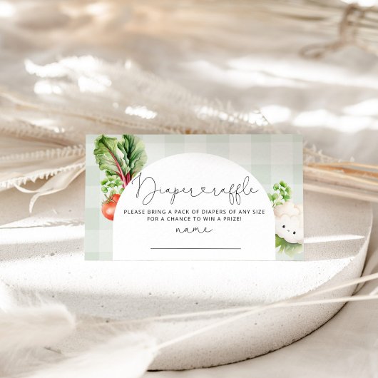 Lokaal geteelde baby groenten luier loterij ticket informatiekaartje