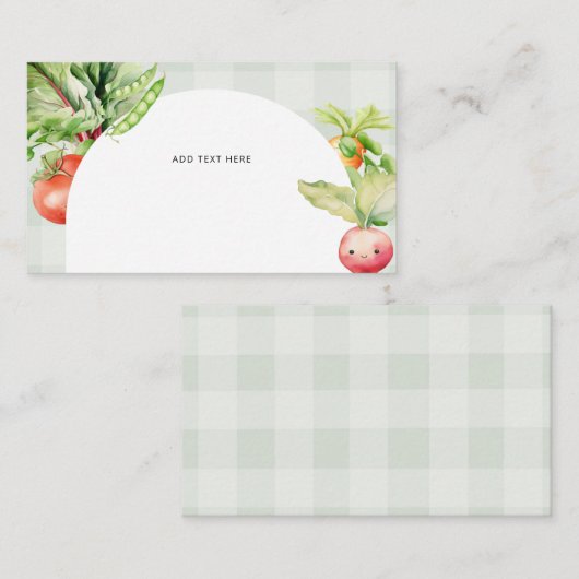 Lokaal geteelde baby groenten op maat informatiekaartje (Voorkant / Achterkant)