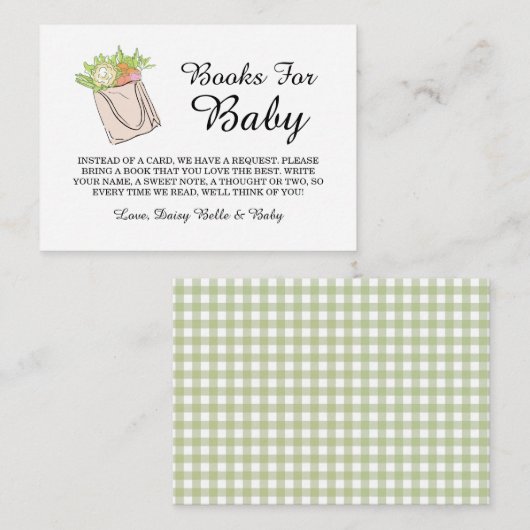 Lokaal geteelde Baby is onderweg naar het Baby sho Informatiekaartje (Voorkant / Achterkant)