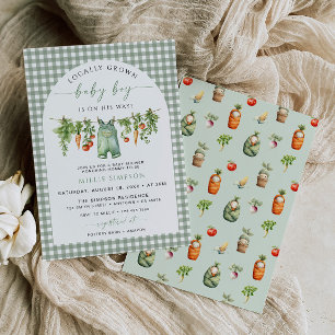 Lokaal Geteelde Baby Jongen Shower Uitnodiging Gro