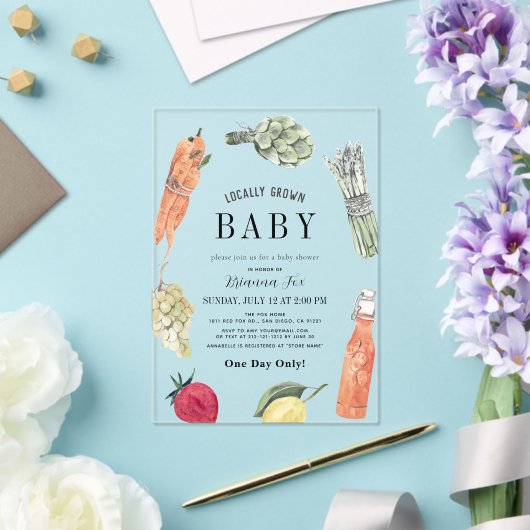 Lokaal geteelde Baby MarktBaby shower Acryl Uitnodigingen (Insitu (Huwelijk))